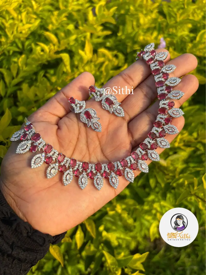 Ruby Elegance AD Necklace Set