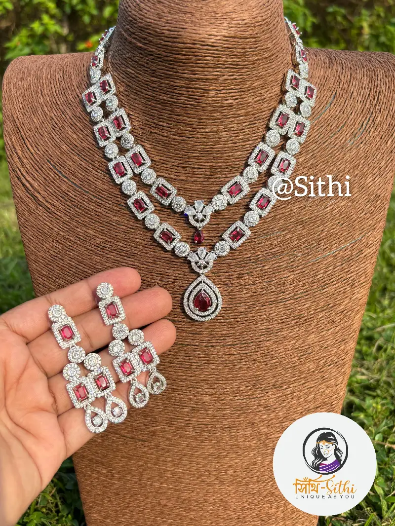 Double Layered Ruby Zircon Set