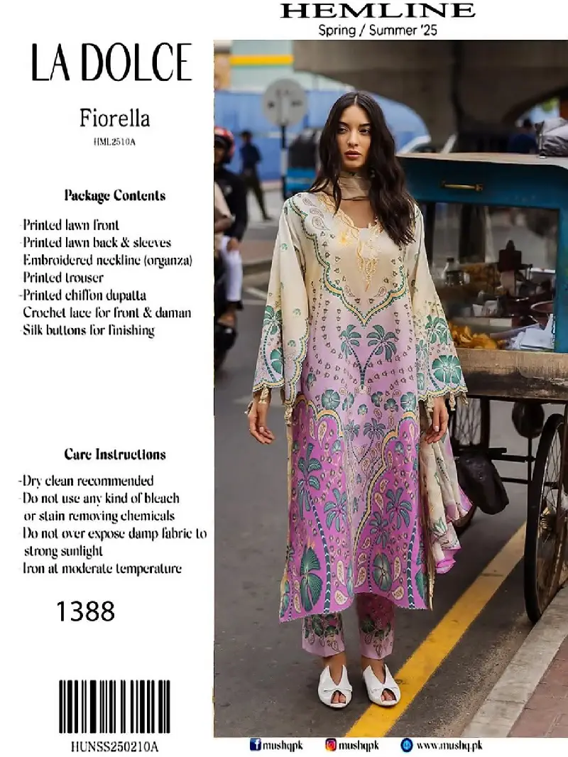 LA DOLCE Inspired Cotton Unstitched 3PC 1388