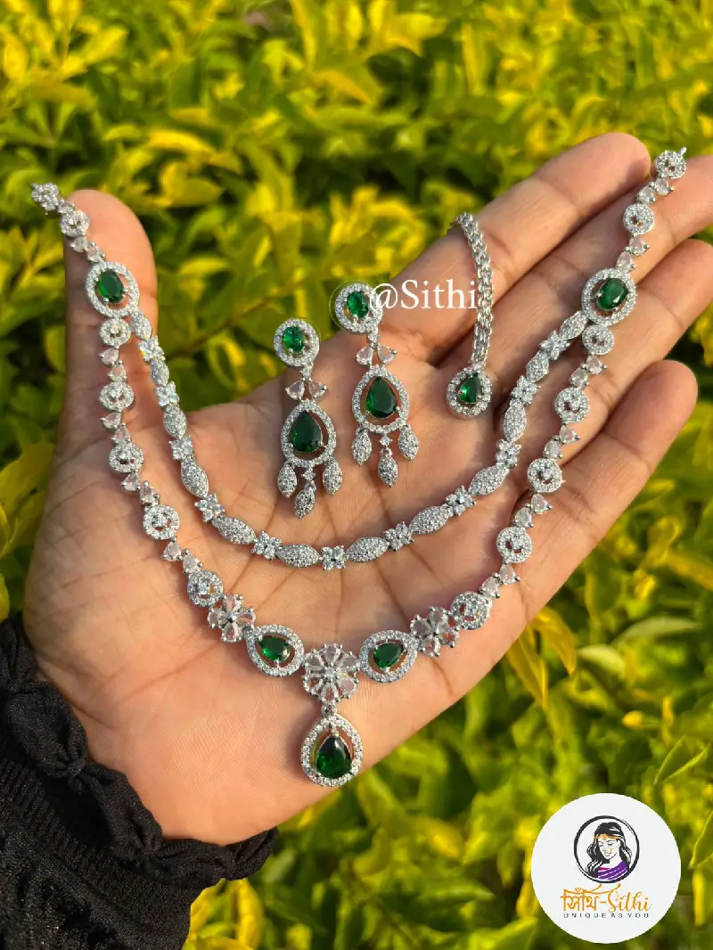 Dual Layer Diamond Cut Necklace Set